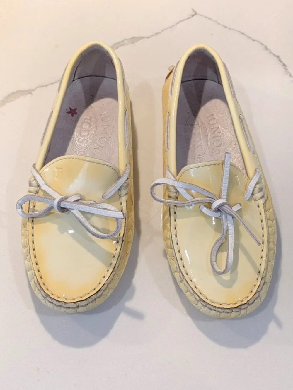 Tod's Loafers pale yellow patent leather Unisex 11.5